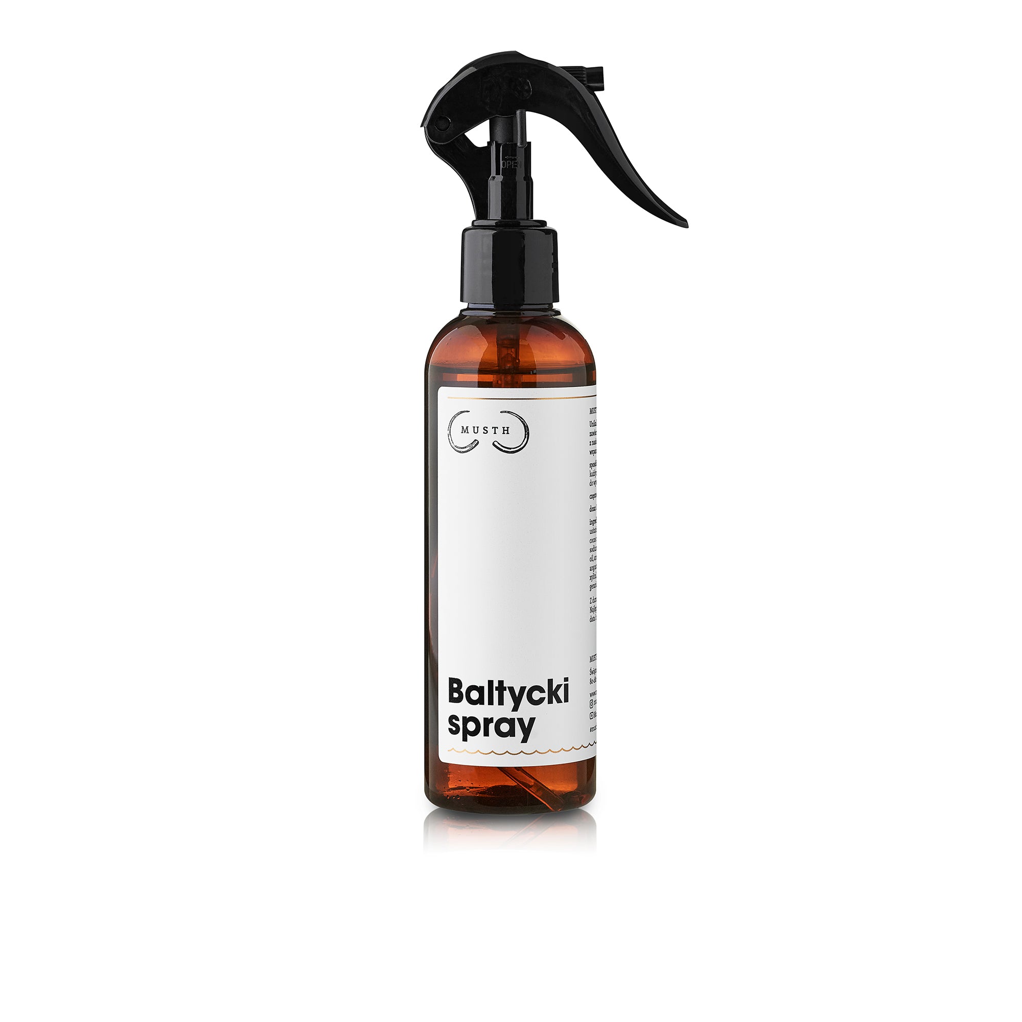 Baltycki spray do włosów od Musth w brązowej butelce z atomizerem 200ml