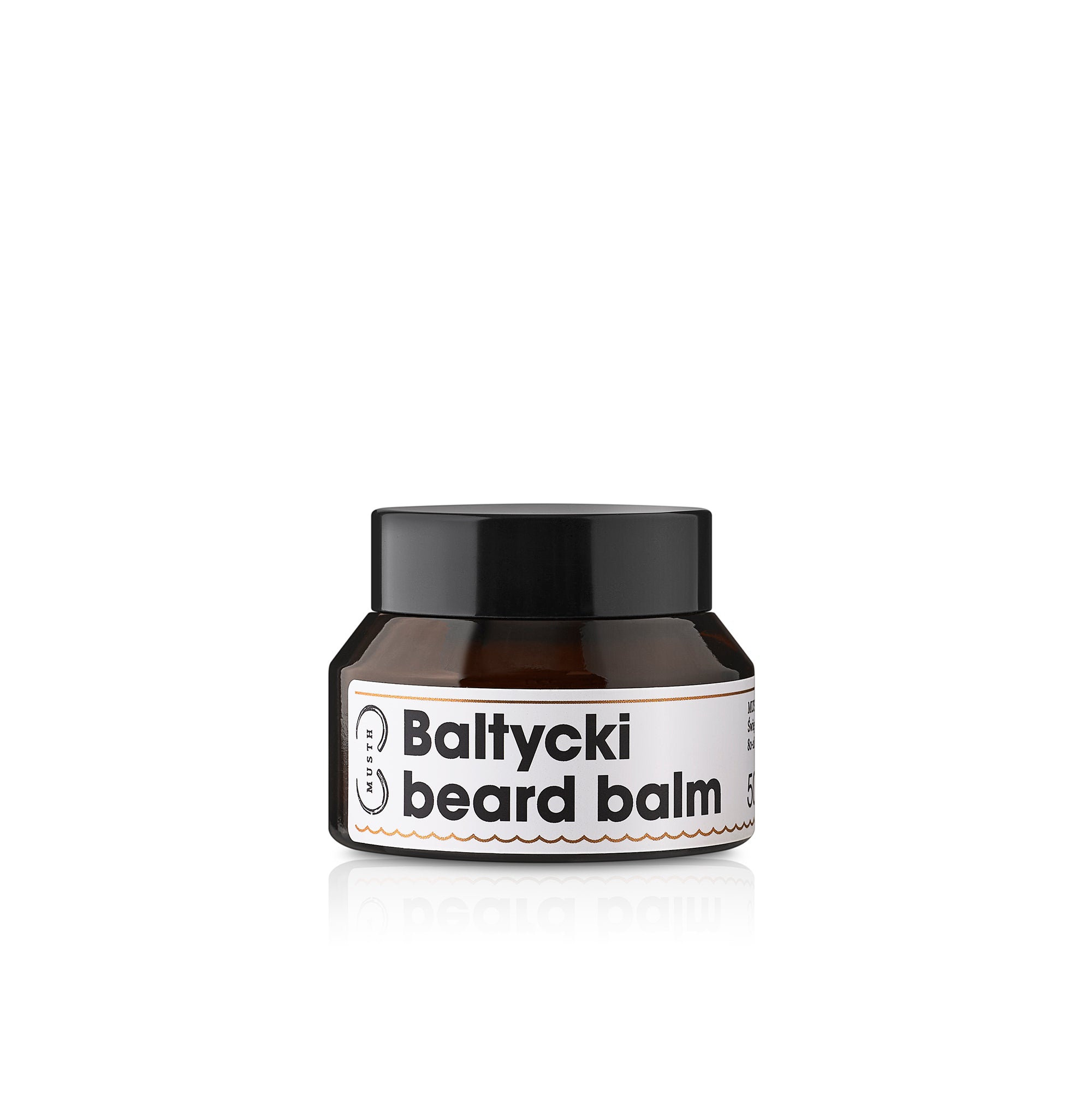 Baltycki balsam do brody od Musth brązowy słoik z białą etykietą 50ml